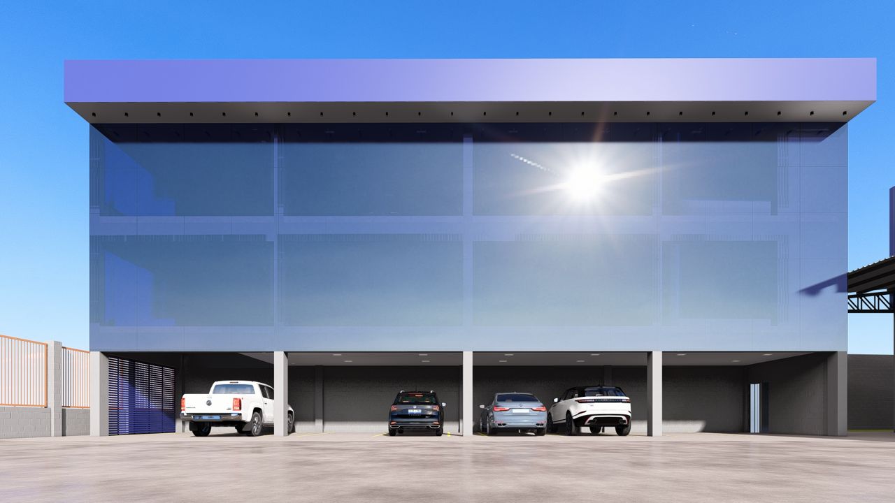 Fachada envidraçada de edifício comercial